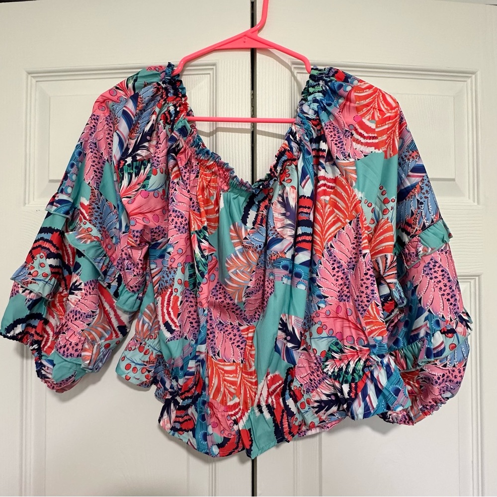 Rachel Zoe Tropical Print Crop Top - Picture 1 of 2